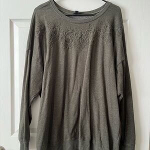 Torrid Olive Embroidered Sweatshirt